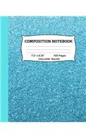 Composition Notebook: Blue Faux Glitter College Ruled Notebook - Lined Journal or Diary - School Subject Notebook for Homework and Writing Notes - Homeschool Notebook - S