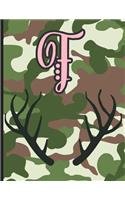 F: Camouflage Monogram Initial F Notebook for Girls - 8.5" x 11" - 100 pages, College Ruled- Camo, Hunting, Huntress, Outdoors, Country