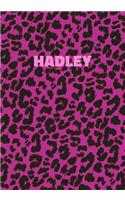 Hadley: Personalized Pink Leopard Print Notebook (Animal Skin Pattern). College Ruled (Lined) Journal for Notes, Diary, Journaling. Wild Cat Theme Design wi