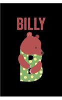 Billy: Animals Coloring Book for Kids, Weekly Planner, and Lined Journal Animal Coloring Pages. Personalized Custom Name Initial Alphabet Christmas or Birt