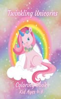 Twinkling Unicorns Coloring Book Kids Ages 4-8