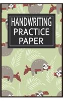 Handwriting Practice Paper: Kids Notebook With dotted lines sheets to improve their handwriting skills 120 pages Sloth Cover