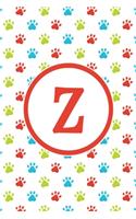 Z: Monogrammed 2020 Weekly Planner For Dog Lovers - Cute Paw Print Pattern, January 2020 - December 2020 (6"x9")