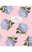 2019 Planner: Monthly Planner for January - December 2019 for Notes Appointments and Scheduling Pink with Purple Hydrangeas