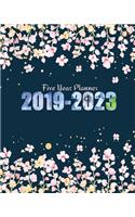 2019-2023 Five Year Planner: Pink Floral Cover for 60 Months Calendar Planner Agenda And Organizer 8" x 10" with holidays
