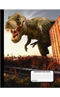 Dinosaur Attacks and Fighter Jets Defend Composition Notebook Blank Unruled 200 Pages / 100 Sheets, 8-1/2" x 11"