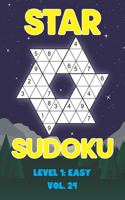 Star Sudoku Level 1: Easy Vol. 29: Play Star Sudoku Hoshi With Solutions Star Shape Grid Easy Level Volumes 1-40 Sudoku Variation Travel Friendly Paper Logic Games Solve