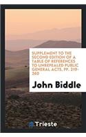 Supplement to the Second Edition of a Table of References to Unrepealed Public General Acts, pp. 219-260