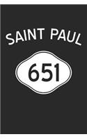 Saint Paul Notebook - Minnesota Gift - Area Code Saint Paul Journey Diary - Minnesota Travel Journal: Medium College-Ruled Journey Diary, 110 page, Lined, 6x9 (15.2 x 22.9 cm)