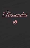 Alessandra: Personalized Blank Lined Journal Rose Gold on Black