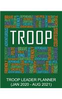 Troop Leader Planner: Words Green January 2020 - August 2021, A Complete Organizer Planner