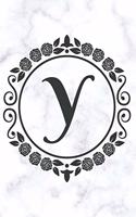 Y: Sketchbook - Cute Personalized Floral Initial Monogram Drawing Book for Artists - Pretty Doodling Pad for Students for Girls & Women - Letter Y - Wh