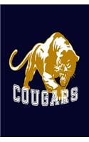 Cougars Daily Journal Composition Notebook: Blue Gold Sports Themed Cover - 120 Blank Lined Pages in a 6X9 Size Book