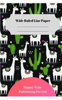 Cute Ilama Theme Wide Ruled Line Paper