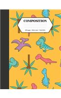 Composition: Book - Wide Ruled - Cute Notebook with Pterodactyl Dinosaur - Journal for Students / Teachers - 7.44 x 9.69(29 Back to School Notebooks)