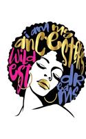I Am My Ancestors Wildest Dreams: Afro Hair Blue Pink Faux Gold Black Girl Magic Half and Half Paper Blank College Ruled Notes Sketch Math Story Writing Prompts 7.5" x 9.25" 100pg(300 Black Queens NYC - Half and Half Journal Prompt Book)