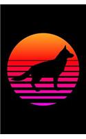 German Shepherd Notebook: Blank Lined Journal: Retro Vintage Sunset Design