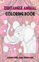 Zentangle Animal - Coloring Book - Elephant, Llama, Lizard, Bobcat, other