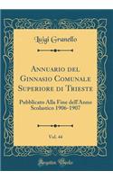 Annuario del Ginnasio Comunale Superiore Di Trieste, Vol. 44: Pubblicato Alla Fine Dell'anno Scolastico 1906-1907 (Classic Reprint): Pubblicato Alla Fine Dell'anno Scolastico 1906-1907 (Classic Reprint)