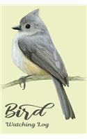 Bird Watching Log: Bird Journal NoteBook For Birdwatching Lovers, Detailed Tufted Titmouse Bird Background