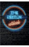 The PEYTON Notebook: Vintage Blank Ruled Personalized & Custom Neon Sign Name Dotted Notebook Journal for Boys & Men. Wall Background. Funny Desk Accessories. Retro Back