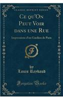 Ce Qu'on Peut Voir Dans Une Rue: Impressions d'Un Gardien de Paris (Classic Reprint)