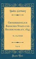 GroÃ?herzoglich Badisches Staats-Und Regierungsblatt, 1843, Vol. 41: Nr. 1 Bis XXXII (Classic Reprint)