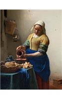 The Milkmaid, Johannes Vermeer. Blank Journal: 150 Blank Pages, 8,5x11 Inch (21.59 X 27.94 CM) Laminated
