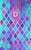 Monogram Journal D - Personal, Dot Grid - Blue & Purple Moroccan Design: Initial Notebook, 8.5 x 11