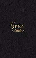 Grace: Personalized Journal to Write In - Black Gold Custom Name Line Notebook