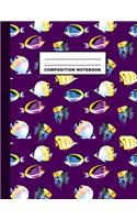 Composition Notebook: Fishes Pattern Cover Design - Wide Ruled - 120 Blank Lined Pages - 8.5" X 11" - Matte Finished Soft Cover
