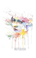 Notebook: A 6 x 9, Blank Lined Journal Notebook Diary. Beautiful Watercolour Face Art: Perfect for home school office use. Ideal for teens adults art lovers a
