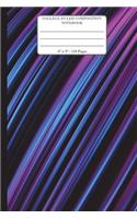 College Ruled Composition Notebook. 6" x 9". 120 Pages: Blue Pink Abstract Lines Pattern Cover. College ruled paper, medium ruled paper. For middle school to college. Composition notebook for teens and ad