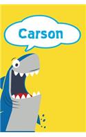 Carson: Shark Personalized Name Notebook Journal Diary Sketchbook with 120 Lined Pages 6x9