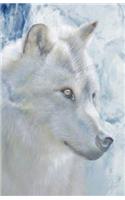 White Lone Wolf Journal Notebook, Dotted Grid Paper: 250 Numbered Pages, 5.5