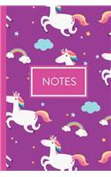 Notes: A Whimsical Sketch-style Unicorn, Dinosaurs and Doodle UFO Notebook