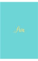 Ava: Personalized Name Turquoise Matte Soft Cover Notebook Journal to Write In. 120 Blank Lined Pages