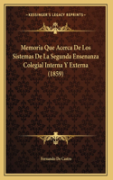 Memoria Que Acerca De Los Sistemas De La Segunda Ensenanza Colegial Interna Y Externa (1859)