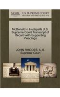 McDonald V. Hudspeth U.S. Supreme Court Transcript of Record with Supporting Pleadings