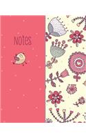 Notes, Bird and Flower, Notebook, Jotter, Note Pad, Journal: Notebook, Journal, Jotter, 100 x Lined Pages