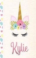 Kylie: Personalized Unicorn Primary Story Journal For Girls With Pink Name - Half Ruled Dotted Midline and Blank Picture Space - Kindergarten to Early Chil
