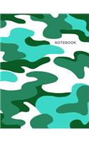 Notebook: Composition Book, Journal (8.5 X 11 Inches, 120 Pages, Lined Paper) Camouflage Design-Green