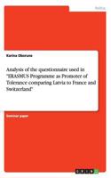 Analysis of the questionnaire used in ERASMUS Programme as Promoter of Tolerance comparing Latvia to France and Switzerland