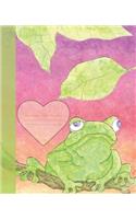 Cute Green Frog Pink Sky Composition Blank Line School Notebook Sandy Closs