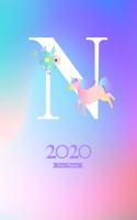 2020 Diary Planner: January to December 2020 Diary Planner With N Magical Colorful Unicorn Monogram