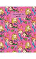 Sketchbook for Girls: Sketchbook Journal 120 Pages Mermaids Perfect for Sketching, Doodles and Drawing