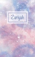 Zariyah: First Name Personalized Notebook, College Ruled (Lined) Journal, Cute Pastel Notepad with Marble Pattern for Girls, Teens and Women