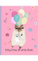 7: Kitty Draw & Write Book: 7 Year Olds Birthday Kitty Cat Blank Lined Journal and Drawing Pages with Positive Affirmations