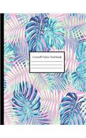 Cornell Notes Notebook: Neon Pink and Blue Exotic Tropical Leaf Palms(1 Cornell Notes Notebooks)