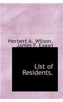 List of Residents.